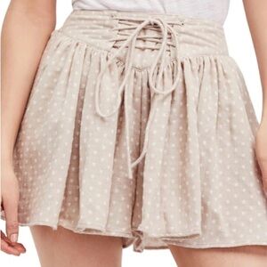 Free People Meet Your Match Lace Up Gauze Flowy Shorts